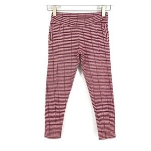 Janie And Jack Houndstooth Pant Leggings Girls Size 8 Plum Cranberry 100% Cotton